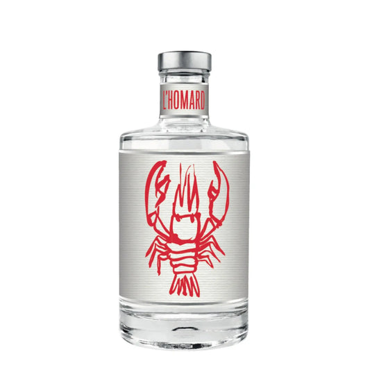 Fles Homard gin, op basis van kreeften met verschillende distillaten
