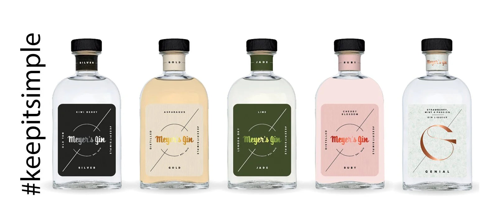 Alle Meyer's Gin smaken op een rij. 