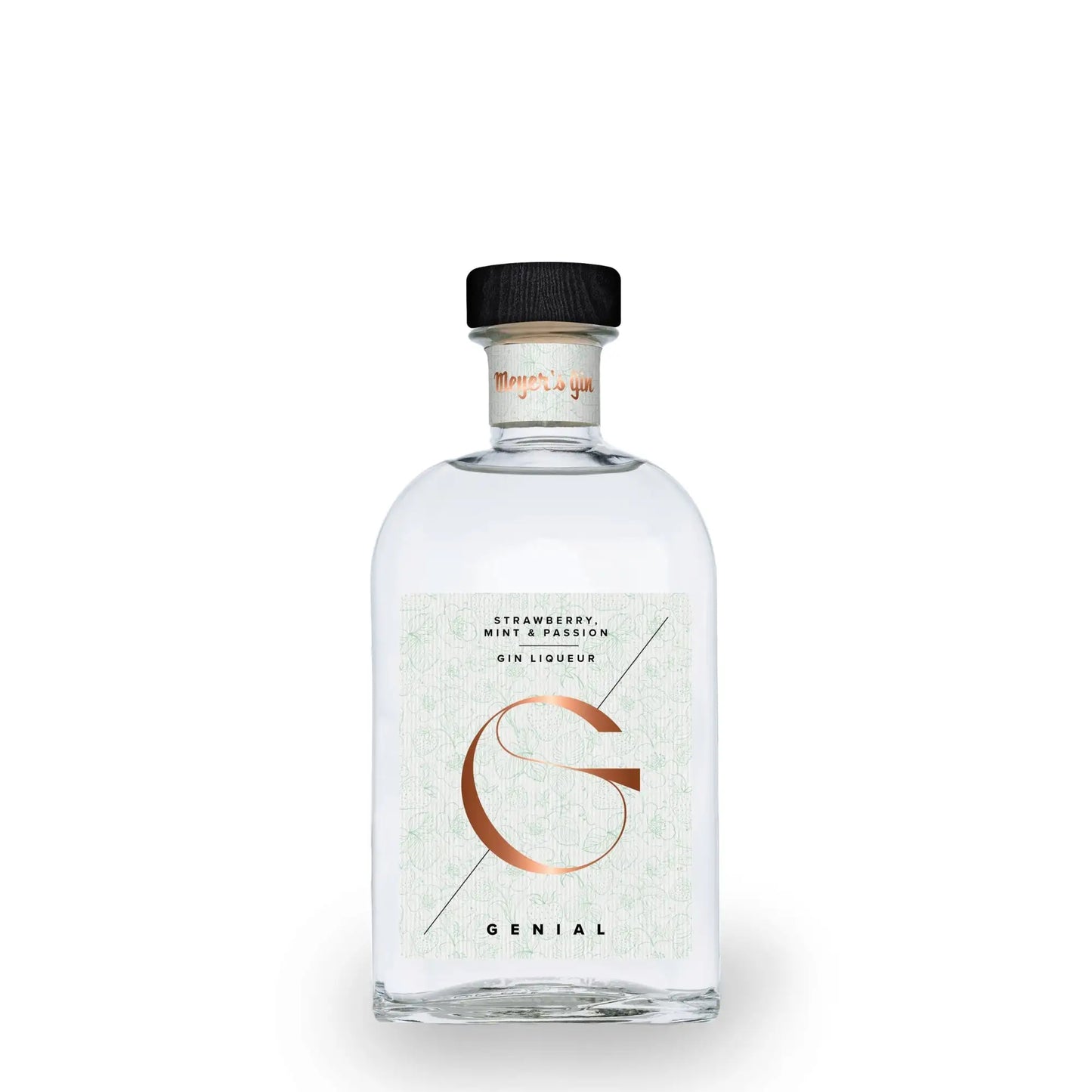 Bottleshot Meyer's Gin Genial. Een ginlikeur op basis van de favoriete smaken van Gene Thomas