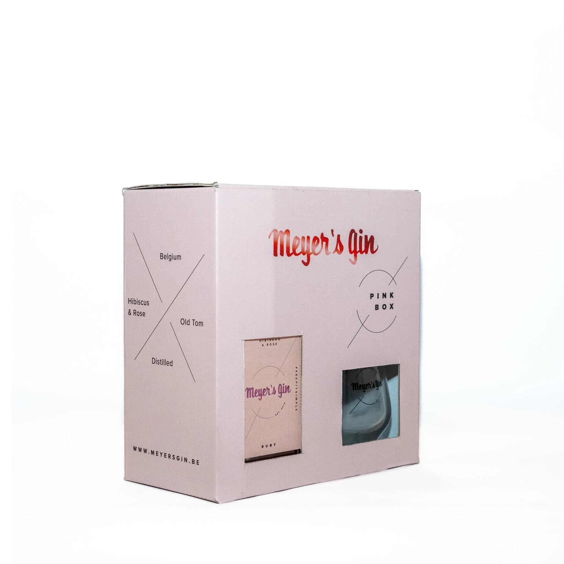 Giftbox Meyer's gin Ruby met 1 fles gin en 2 gin glazen