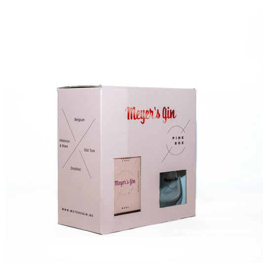 Giftbox Meyer's gin Ruby met 1 fles gin en 2 gin glazen